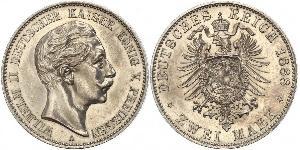 2 Mark 普魯士王國 (1701 - 1918) 銀 威廉二世 (德国)