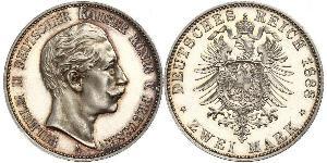 2 Mark 普魯士王國 (1701 - 1918) 銀 威廉二世 (德国)