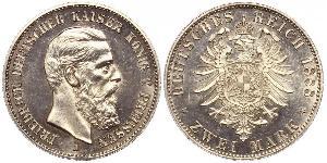 2 Mark 普魯士王國 (1701 - 1918) 銀 腓特烈三世 (德国)