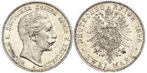 2 Mark 普魯士王國 (1701 - 1918) 銀 威廉二世 (德国)