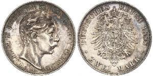 2 Mark 普魯士王國 (1701 - 1918) 銀 威廉二世 (德国)