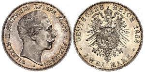 2 Mark 普魯士王國 (1701 - 1918) 銀 威廉二世 (德国)