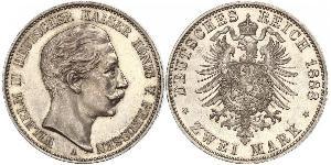 2 Mark 普魯士王國 (1701 - 1918) 銀 威廉二世 (德国)
