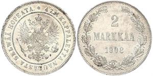 2 Mark 芬兰大公国 (1809 - 1917) 銀 亚历山大三世 (俄国) (1845 -1894)