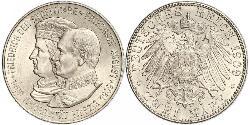 2 Mark 萨克森王国 (1806 - 1918) 銀 弗里德里希·奥古斯特三世 (萨克森国王)
