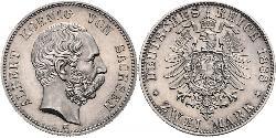 2 Mark 萨克森王国 (1806 - 1918) 銀 阿尔贝特 (萨克森)