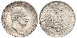 2 Mark 萨克森王国 (1806 - 1918) 銀 弗里德里希·奥古斯特三世 (萨克森国王)
