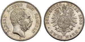 2 Mark 萨克森王国 (1806 - 1918) 銀 阿尔贝特 (萨克森)