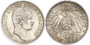 2 Mark 萨克森王国 (1806 - 1918) 銀 弗里德里希·奥古斯特三世 (萨克森国王)
