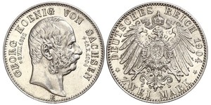 2 Mark 萨克森王国 (1806 - 1918) 銀 格奥尔格 (萨克森)