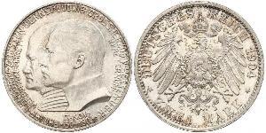 2 Mark 黑森-达姆施塔特 (1806 - 1918) 銀 恩斯特·路德维希 (黑森大公) (1868 - 1937)