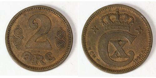 2 Ore Dänemark Bronze Christian X. (1870 - 1947)