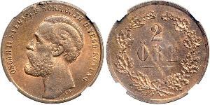 2 Ore United Kingdoms of Sweden and Norway (1814-1905)  Oskar II. (Schweden) (1829-1907)