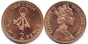 2 Penny Gibraltar (1704 - )  