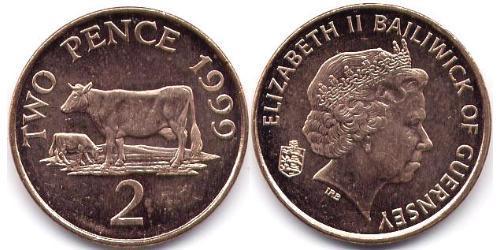 2 Penny Guernsey  Isabel II (1926-2022)