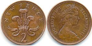 2 Penny United Kingdom (1922-) 銅 伊丽莎白二世 (1926-2022)