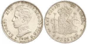 2 Peseta Kingdom of Spain (1874 - 1931) Argent Alfonso XIII of Spain (1886 - 1941)