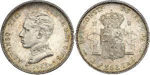 2 Peseta Kingdom of Spain (1874 - 1931) Argento Alfonso XIII of Spain (1886 - 1941)