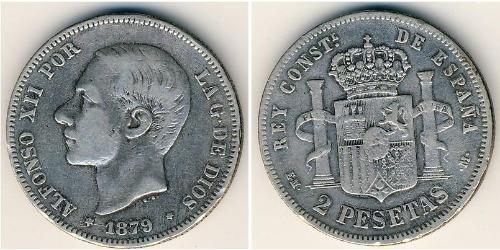 2 Peseta Kingdom of Spain (1874 - 1931) Argento Alfonso XII of Spain (1857 -1885)