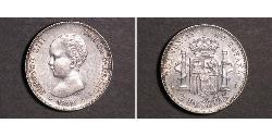 2 Peseta Kingdom of Spain (1874 - 1931) Plata Alfonso XIII of Spain (1886 - 1941)