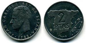 2 Peseta Regno di Spagna (1976 - ) Rame/Nichel Juan Carlos I (1938 - )