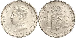 2 Peseta Kingdom of Spain (1874 - 1931) Silber Alfonso XIII of Spain (1886 - 1941)
