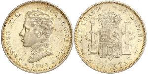 2 Peseta Kingdom of Spain (1874 - 1931) Silber Alfonso XIII of Spain (1886 - 1941)