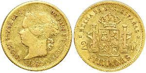 2 Peso Kingdom of Spain (1814 - 1873) / Filippine Oro Isabella II of Spain (1830- 1904)
