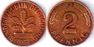 2 Pfennig Alemania Occidental (1949-1990) Bronce 