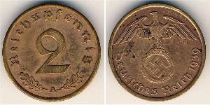2 Pfennig Alemania nazi (1933-1945) Bronce 