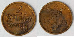 2 Pfennig Gdansk (1920-1939) / Polonia Bronce 