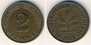 2 Pfennig Geschichte der Bundesrepublik Deutschland (1949-1990) Bronze 