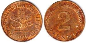 2 Pfennig Geschichte der Bundesrepublik Deutschland (1949-1990) Bronze 