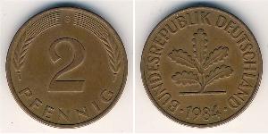 2 Pfennig Geschichte der Bundesrepublik Deutschland (1949-1990) Bronze 