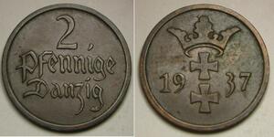 2 Pfennig Polen / Gdansk (1920-1939) Bronze 