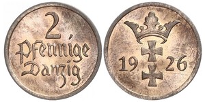 2 Pfennig Gdansk (1920-1939) / Polonia Bronzo 