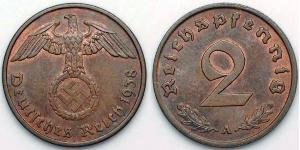 2 Pfennig Germania nazista (1933-1945) Bronzo 