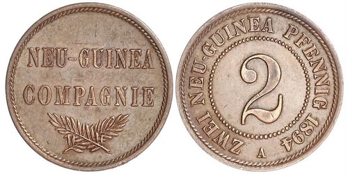 2 Pfennig Nueva Guinea / Imperio alemán (1871-1918) Cobre 