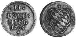 2 Pfennig Electorate of Bavaria (1623 - 1806) Copper Maximilian III Joseph, Elector of Bavaria (1727 – 1777)