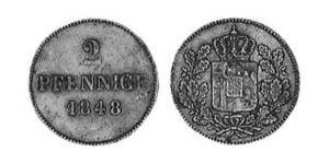 2 Pfennig Kingdom of Bavaria (1806 - 1918) Copper Ludwig I of Bavaria (1786 – 1868)