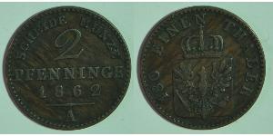 2 Pfennig Kingdom of Prussia (1701-1918) Copper Frederick William IV of Prussia (1795 - 1861)