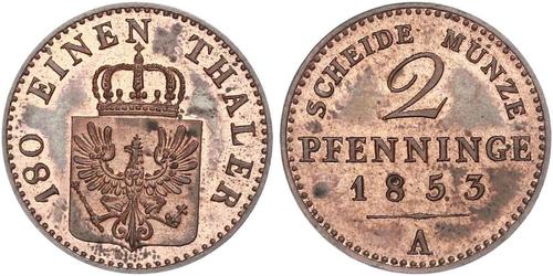 2 Pfennig Kingdom of Prussia (1701-1918) Copper Frederick William IV of Prussia (1795 - 1861)