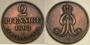 2 Pfennig States of Germany Cuivre 