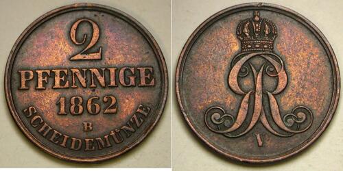 2 Pfennig States of Germany Cuivre 