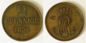 2 Pfennig States of Germany Kupfer 