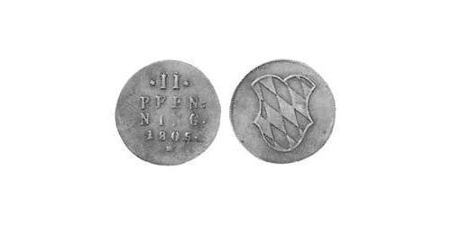 2 Pfennig Elettorato di Baviera (1623 - 1806) Rame 