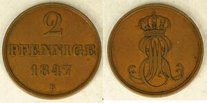 2 Pfennig Stati federali della Germania Rame 
