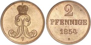 2 Pfennig Stati federali della Germania Rame 