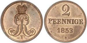 2 Pfennig Stati federali della Germania Rame 