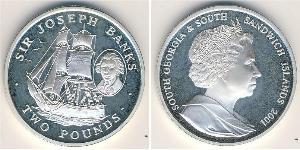 2 Pound Géorgie du Sud-et-les Îles Sandwich du Sud Argent Elizabeth II (1926-2022)
